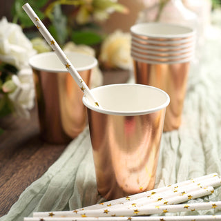 Elegant Metallic Rose Gold Paper Cups for All Occasions