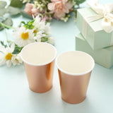 24 Pack | Metallic Rose Gold/Blush 9oz Paper Cups, Disposable Cup Tableware All Purpose