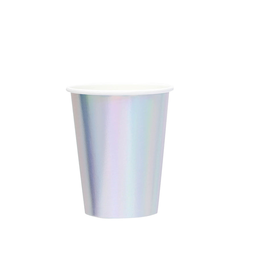 24 Pack | Metallic Iridescent 9oz Paper Cups, Disposable Cup Tableware All Purpose