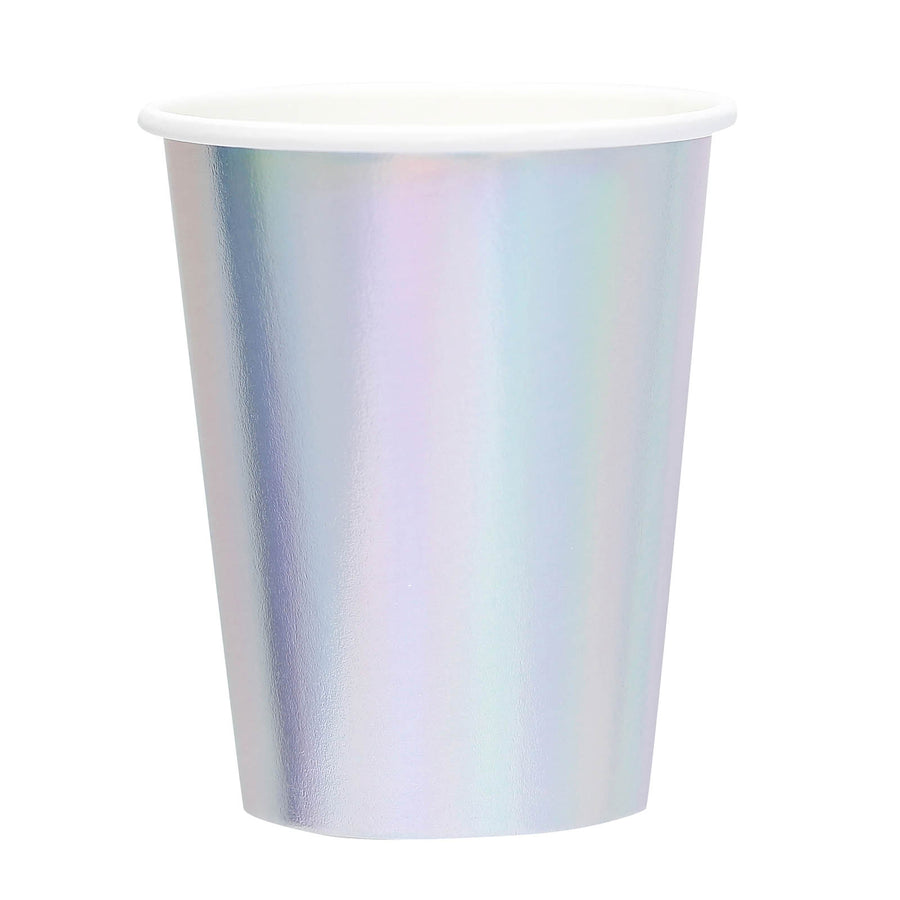 24 Pack | Metallic Iridescent 9oz Paper Cups, Disposable Cup Tableware All Purpose#whtbkgd