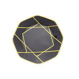 10 Pack | 10inch Black / Gold Geometric Design Disposable Dinner Plates#whtbkgd