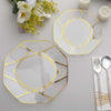 10 Pack | 10inch Clear / Gold Geometric Design Disposable Dinner Plates