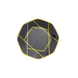 10 Pack | 8inch Black / Gold Geometric Design Disposable Salad Plates#whtbkgd
