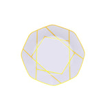 10 Pack | 8inch White / Gold Geometric Design Disposable Salad Plates#whtbkgd