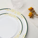 10 Pack | 8inch White With Hunter Emerald Green Rim Plastic Appetizer Salad Plates