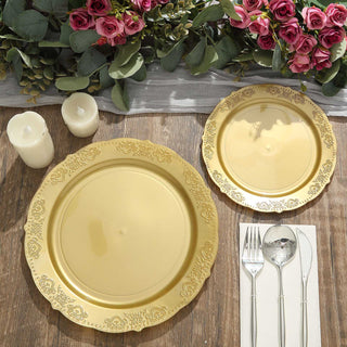 Durable and Versatile Gold Embossed Disposable Dinner Plates