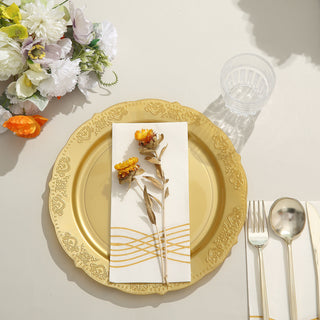 Elegant and Stylish Gold Embossed Disposable Dinner Plates