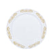 Gold Embossed 7.5Inch Plastic Appetizer Salad Plates, Round White/Gold With Scalloped Edges#whtbkgd