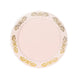 7.5Inch Gold Embossed Blush/Rose Gold Plastic Dessert Salad Plate - Round With Scalloped Edges#whtbkgd
