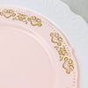7.5Inch Gold Embossed Blush/Rose Gold Plastic Dessert Salad Plate - Round With Scalloped Edges