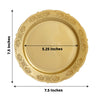 10 Pack | 7.5inch Gold Embossed Round Disposable Salad Plates, Dessert Appetizer Plates