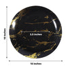 10 Pack | 10inch Gold and Black Marble Print Plastic Dinner Party Plates, Disposable Plates