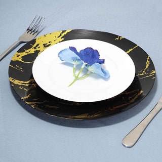 Create a Stunning Table Display with Gold and Black Marble Print Plates