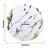 10 Pack | 10inch Gold and White Marble Print Plastic Dinner Party Plates, Disposable Plates