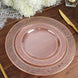 10 Pack | 10inch Blush / Rose Gold Hammered Design Plastic Dinner Plates With Gold Rim