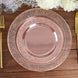10 Pack | 7.5inch Blush / Rose Gold Plastic Salad Plates With Gold Rim And Hammered Design