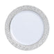 10 Pack | 7.5inch White Hammered Design Plastic Salad Plates With Silver Rim#whtbkgd