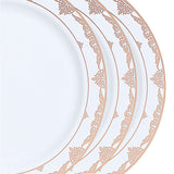 7.5inch Rose Gold Lace Rim Plastic Dessert Salad Plates, Round Appetizer Plates Ornate Rim#whtbkgd 