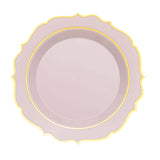 10 Pack | 10Inch Blush / Rose Gold Plastic Dinner Plates Disposable Tableware Round With Gold Rim#whtbkgd