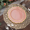 10 Pack | 10Inch Dusty Rose Plastic Dinner Plates Disposable Tableware Round With Gold Scalloped Rim