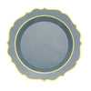 10 Pack | 10Inch Dusty Blue Plastic Dinner Plates Disposable Tableware Round With Gold Scalloped Rim#whtbkgd