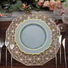 10 Pack | 10Inch Dusty Blue Plastic Dinner Plates Disposable Tableware Round With Gold Scalloped Rim