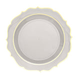 10 Pack | 10Inch Clear Plastic Dinner Plates Disposable Tableware Round With Gold Scalloped Rim#whtbkgd