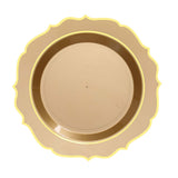 10 Pack | 10Inch Gold Plastic Dinner Plates Disposable Tableware Round With Gold Scalloped Rim#whtbkgd