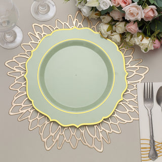 Elegant Sage Green Plastic Dinner Plates for Stylish Events