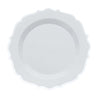 10 Pack | White Plastic Dinner Plates Disposable Tableware Round With Silver Scalloped Rim#whtbkgd