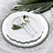 10 Pack | 10inch White Plastic Dinner Plates Disposable Tableware Round With Silver Scalloped Rim