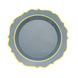 Dusty Blue Plastic Dessert Salad Plates, Disposable Tableware Round With Gold Scalloped Rim#whtbkgd