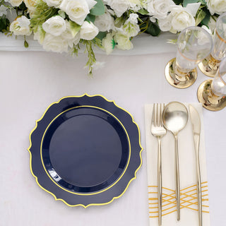 Elevate Your Event with Navy Blue Plastic Dessert Salad Plates