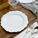 8inch White Plastic Dessert Salad Plates, Disposable Tableware Round With Silver Scalloped Rim