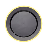 10 Pack | 10Inch Regal Black and Gold Round Plastic Dinner Plates#whtbkgd