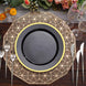 10 Pack | 10Inch Regal Black and Gold Round Plastic Dinner Plates