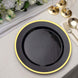 10 Pack | 10Inch Regal Black and Gold Round Plastic Dinner Plates