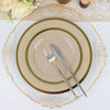 10 Pack | 10inch Regal Taupe and Gold Round Plastic Dinner Plates