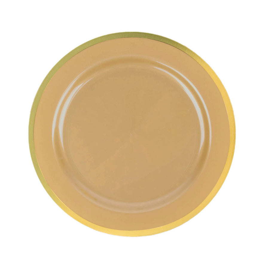 10 Pack | 7inch Regal Gold Round Plastic Dessert Plates#whtbkgd