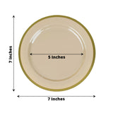 10 Pack | 7inch Regal Taupe and Gold Round Plastic Dessert Plates