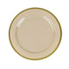 10 Pack | 7inch Regal Taupe and Gold Round Plastic Dessert Plates#whtbkgd