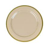 10 Pack | 7inch Regal Taupe and Gold Round Plastic Dessert Plates#whtbkgd
