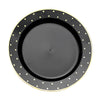 10inch Black With Gold Dot Rim Plastic Dinner Plates, Round Disposable Tableware Plates#whtbkgd