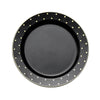 Black With Gold Dot Rim Plastic Dessert Plates, Round Salad Disposable Tableware Plates#whtbkgd
