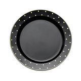 Black With Gold Dot Rim Plastic Dessert Plates, Round Salad Disposable Tableware Plates#whtbkgd
