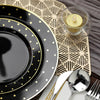7.5inch Black With Gold Dot Rim Plastic Dessert Plates, Round Salad Disposable Tableware Plates