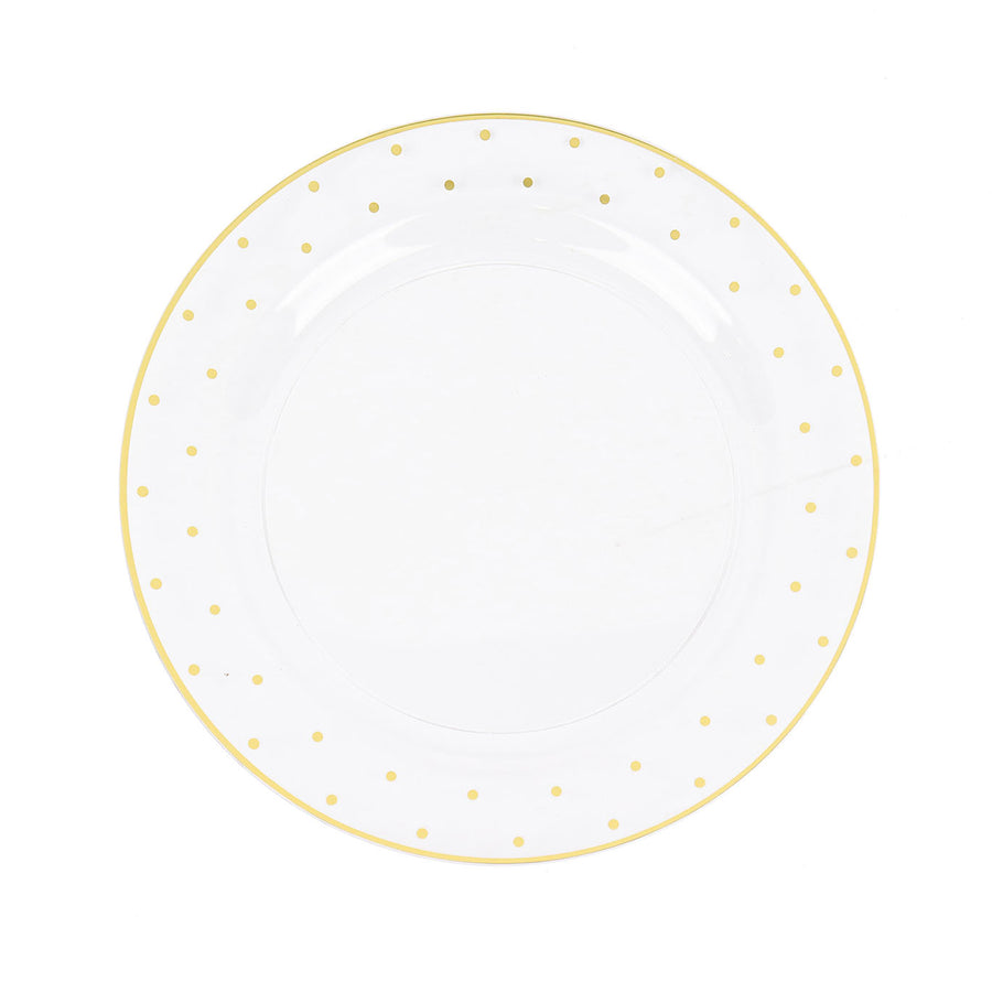 Clear With Gold Dot Rim Plastic Dessert Plates, Round Salad Disposable Tableware Plates#whtbkgd