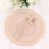 Hard Plastic Dinner Plates, Disposable Tableware, Baroque Heavy Duty Plates with Gold Rim