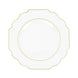Clear Hard Plastic Dinner Plates, Disposable Tableware Baroque Heavy Duty Plates Gold Rim#whtbkgd