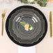 11inch Clear Hard Plastic Dinner Plates, Disposable Tableware Baroque Heavy Duty Plates Gold Rim